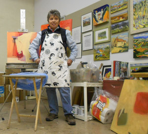 Pat Boquard in her studio in Tucson